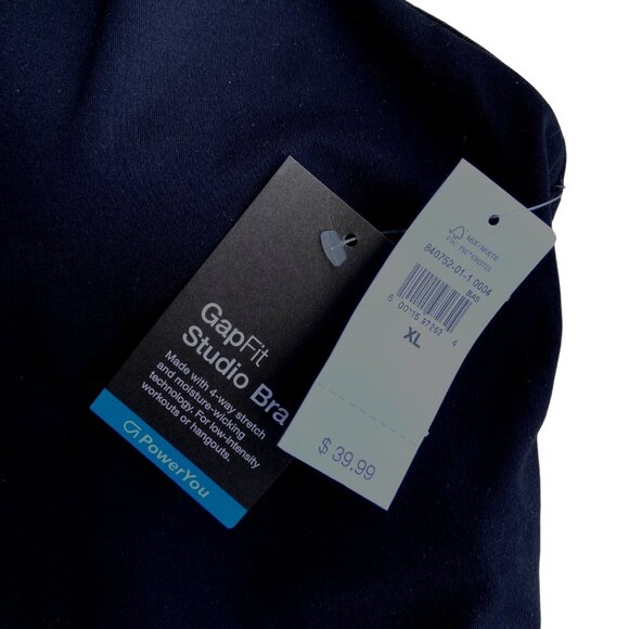 Gap Studio Long Line Sports Bra Black Cross Straps Back Size XL NWT - Picture 7 of 7